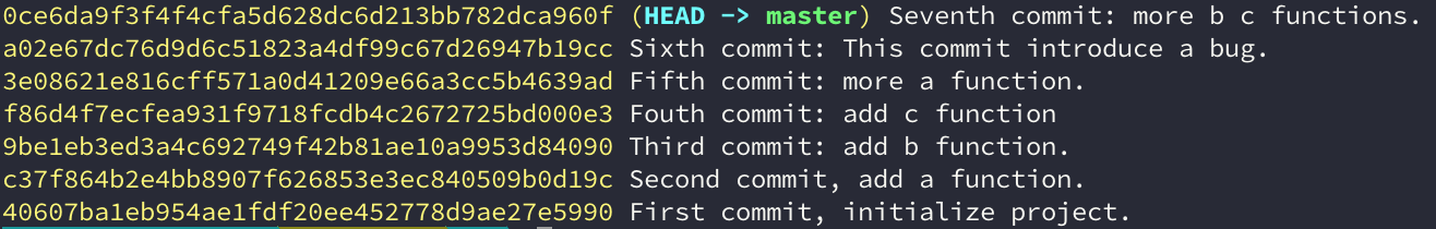 sample project git log